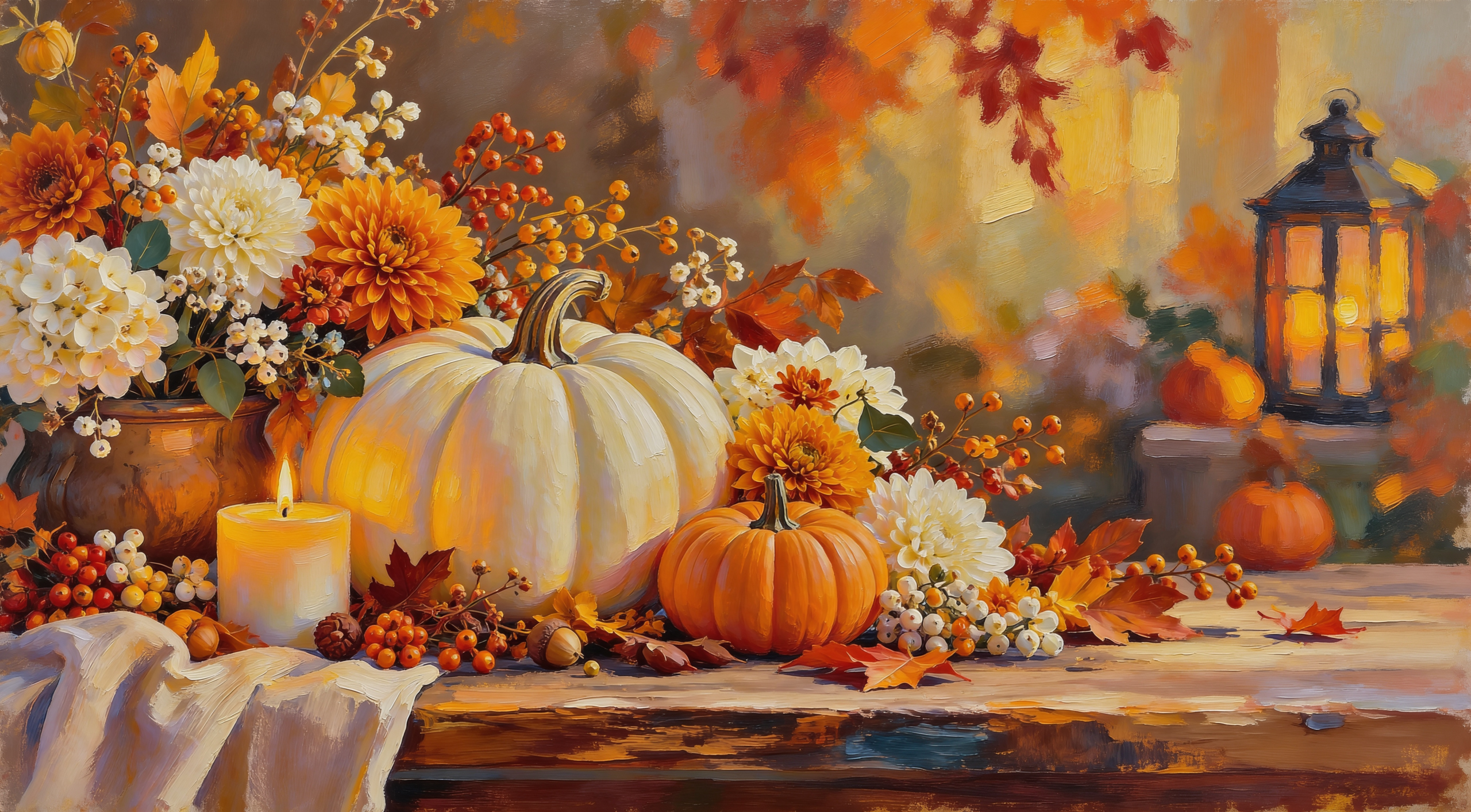 Pumpkin Florals Autumn TV Art